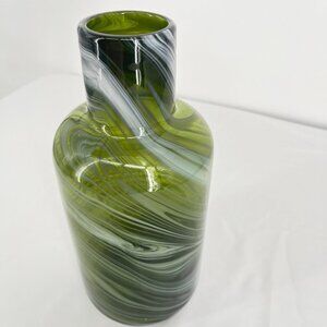 Ikea Iina Vuorivirta Hand Blown Olive Green Swirl Vase PS 2017‎ Collection